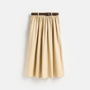 Bawełniana spódnica midi - L - beżowy - damska - Reserved - 194KR-08X