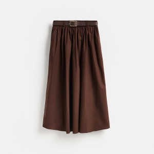 Bawełniana spódnica midi - L - ciemnobrązowy - damska - Reserved - 194KR-89X