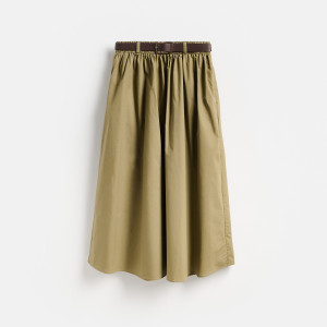 Bawełniana spódnica midi - L - oliwkowy - damska - Reserved - 194KR-91X