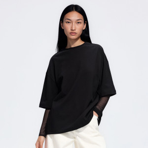 Longsleeve oversize - L - czarny - damska - Reserved - 202KF-99X