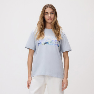 T-shirt z nadrukiem - L - jasnoniebieski - damska - Reserved - 206HT-05X