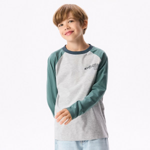 Bawełniany longsleeve - 140 (9 lat) - jasnoszary - chłopcy - Reserved - 207JY-09M