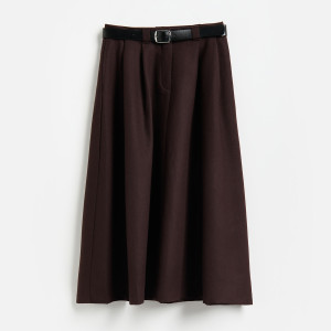 Spódnica midi z wełną - L - ciemnobrązowy - damska - Reserved - 207KR-89X