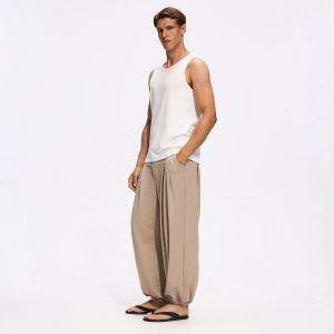 Spodnie loose fit - S - beżowy - męska - Reserved - 209JT-08X