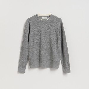 Sweter z bawełną - S - szary - męska - Reserved - 212FT-85M