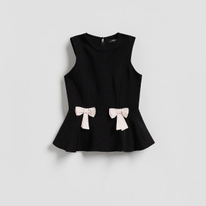 Bluzka z kokardkami - XS - czarny - damska - Reserved - 213IT-99X