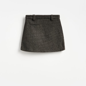 Spódnica mini z domieszką wełny - XL - brązowy - damska - Reserved - 213KR-88M