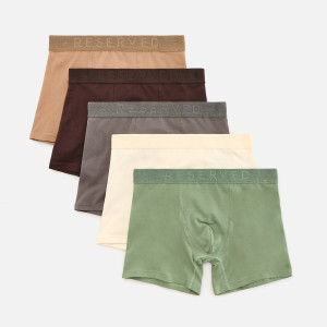 5 pack bokserek Long - S - beżowy - męska - Reserved - 214JE-80X