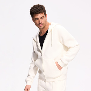Rozpinana bluza z kapturem - L - złamana biel - męska - Reserved - 218EF-01X