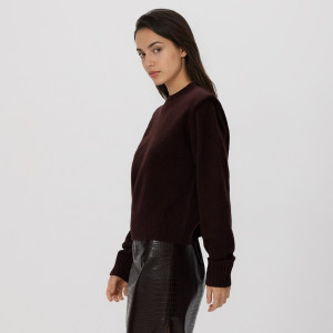 Sweter z poduszkami na ramionach - XL - brązowy - damska - Reserved - 218GV-88X