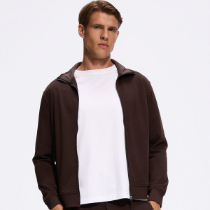 Bluza z bawełny merceryzowanej - L - ciemnobrązowy - męska - Reserved - 221EF-89X