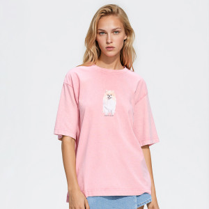 Bawełniany t-shirt z nadrukiem - L - różowy - damska - Reserved - 221HT-30X