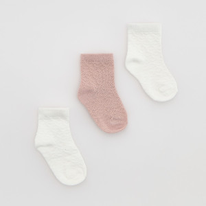 Strukturalne skarpetki 3 pack - 16/18 - brudny róż - dziewczynki - Reserved - 221JL-39X