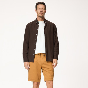 Szorty regular fit - S - bursztynowy - męska - Reserved - 2232W-18X