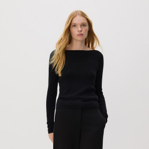Sweter z błyszczącą aplikacją - XXL - czarny - damska - Reserved - 225GV-99X