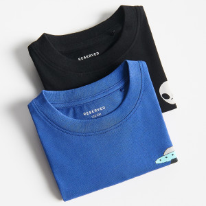 Bawełniany longsleeve 2 pack - 116 (5-6 lat) - czarny - chłopcy - Reserved - 225JY-99X