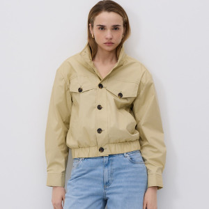 Kurtka ze stójką - L - beżowy - damska - Reserved - 225KJ-08X