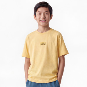 Bawełniany t-shirt z naszywką - 152 (11 lat) - jasnożółty - chłopcy - Reserved - 230JV-10X