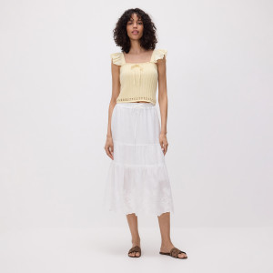 Spódnica z ażurowym wzorem - XXL - biały - damska - Reserved - 232JU-00X