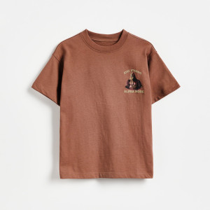 T-shirt z nadrukiem - 152 (11 lat) - ciemnobrązowy - chłopcy - Reserved - 233JV-89X