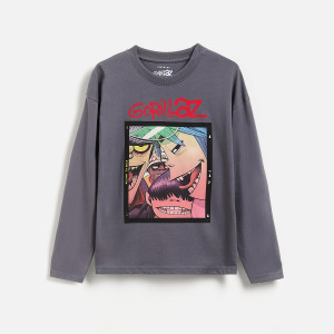 Bawełniany longsleeve Gorillaz - 116 (5-6 lat) - ciemnoszary - chłopcy - Reserved - 233JY-90X