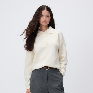 Sweter z kołnierzykiem - XL - kremowy - damska - Reserved - 236GP-02X