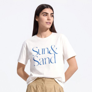 Bawełniany t-shirt z nadrukiem - M - biały - damska - Reserved - 236HT-00J