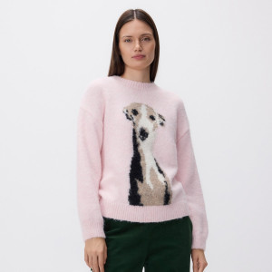 Sweter z żakardowym wzorem - M - pastelowy róż - damska - Reserved - 236IW-03X