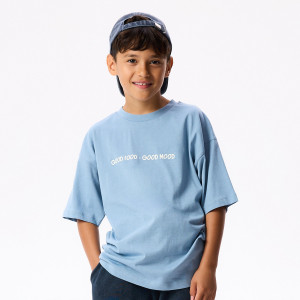 T-shirt z nadrukiem - 116 (5-6 lat) - niebieski - chłopcy - Reserved - 237JV-55X