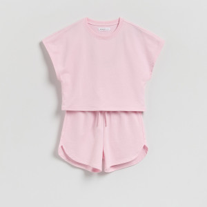 Bawełniany komplet - 116 (5-6 lat) - pastelowy róż - dziewczynki - Reserved - 241HN-03X