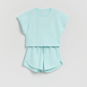 Bawełniany komplet - 146 (10 lat) - jasnoturkusowy - dziewczynki - Reserved - 241HN-06X