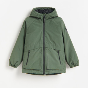 Ocieplana parka - 128 (7-8 lat) - ciemnozielony - chłopcy - Reserved - 241JP-78X