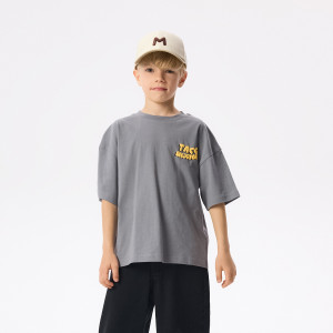Bawełniany t-shirt z nadrukiem - 152 (11 lat) - ciemnoszary - chłopcy - Reserved - 242JV-90X