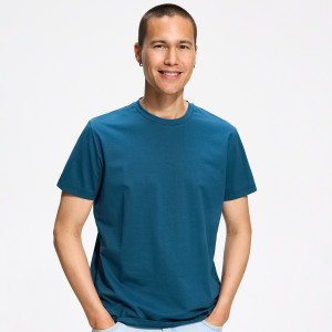 Gładki t-shirt regular fit - M - granatowy - męska - Reserved - 244JA-95X