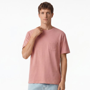 T-shirt regular z kieszonką - S - brudny róż - męska - Reserved - 247JA-39X