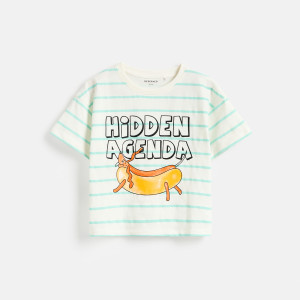 Bawełniany t-shirt z nadrukiem - 110 (4-5 lat) - złamana biel - chłopcy - Reserved - 247JV-01X