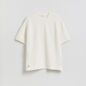 T-shirt boxy z nadrukiem - L - złamana biel - męska - Reserved - 249JA-01X