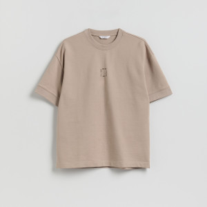 T-shirt boxy z nadrukiem - XL - beżowy - męska - Reserved - 249JA-08X