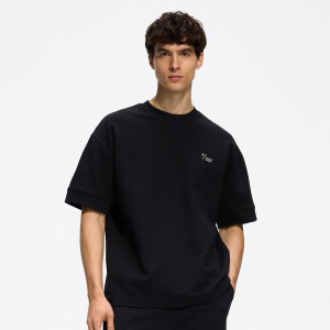 T-shirt boxy z nadrukiem - L - czarny - męska - Reserved - 249JA-99X