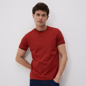 T-shirt regular z merceryzowaną bawełną - S - czerwony - męska - Reserved - 252FP-33X