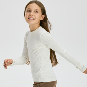 Lekki sweter z wiskozą - 134 (8 lat) - złamana biel - dziewczynki - Reserved - 253DB-01X