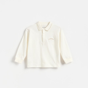 Longsleeve polo - 98 (2-3 lata) - złamana biel - chłopcy - Reserved - 254JV-01X