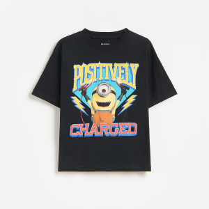 T-shirt Minionki - 104 (3-4 lata) - czarny - chłopcy - Reserved - 255JV-99X
