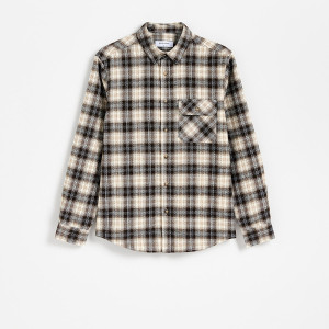 Koszula regular fit w kratę - M - beżowy - męska - Reserved - 255KH-80P