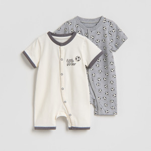 Bawełniany pajacyk 2 pack - 74/80 (6-12 m.) - biały - chłopcy - Reserved - 257GG-00X