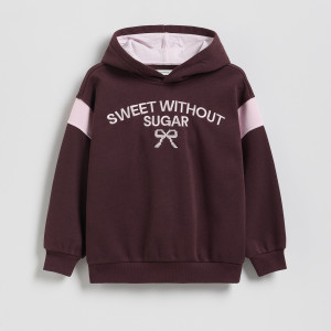 Bluza z haftem - 116 (5-6 lat) - ciemnobrązowy - dziewczynki - Reserved - 260GX-89X
