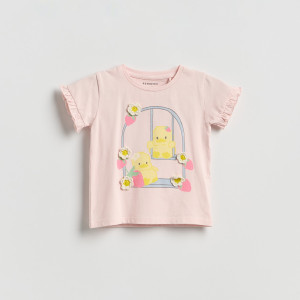 T-shirt z aplikacją - 104 (3-4 lata) - różowy - dziewczynki - Reserved - 262HU-30X