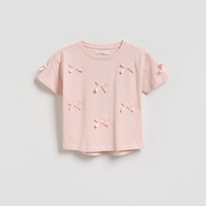 T-shirt z aplikacją - 104 (3-4 lata) - różowy - dziewczynki - Reserved - 267HU-30X