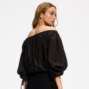 Bluzka z lyocellem - XS - czarny - damska - Reserved - 269JU-99X