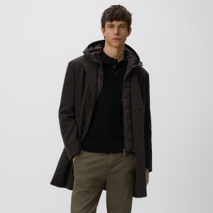 Płaszcz z kapturem - XL - ciemnobrązowy - męska - Reserved - 271GU-89M